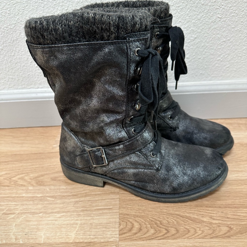 Roxy Sweater Cuff Combat Style Boots